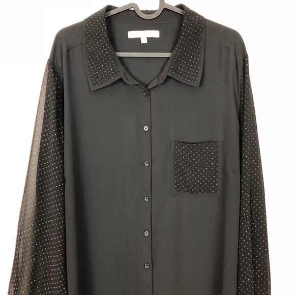 Sejour | Button Down Blouse w/ Gold Dots - Picture 3 of 6